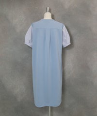 袖切替UV冷感ワンピース(ライトブルー)後ろ