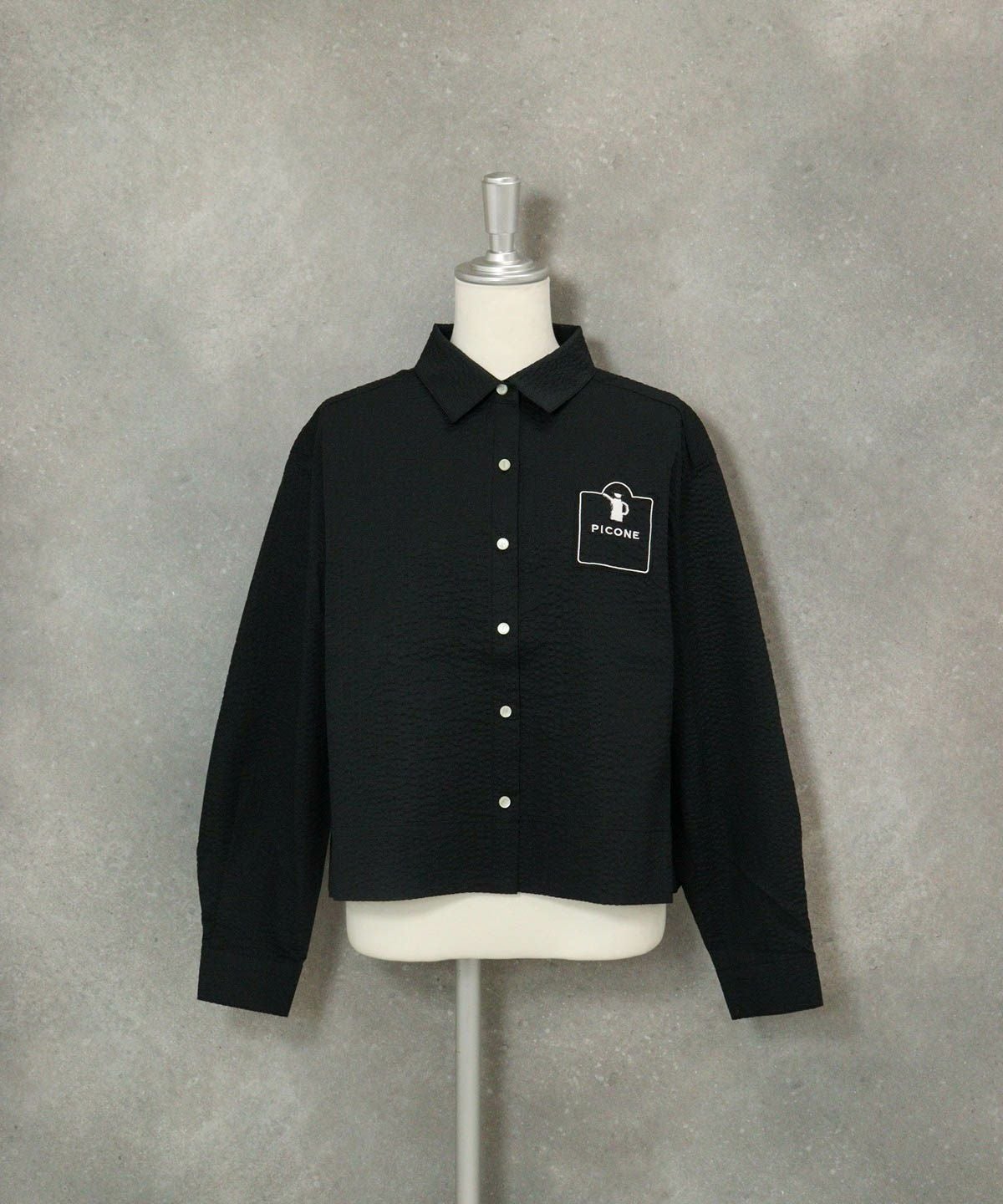 コットン100％シャツブルゾン（ブラック）