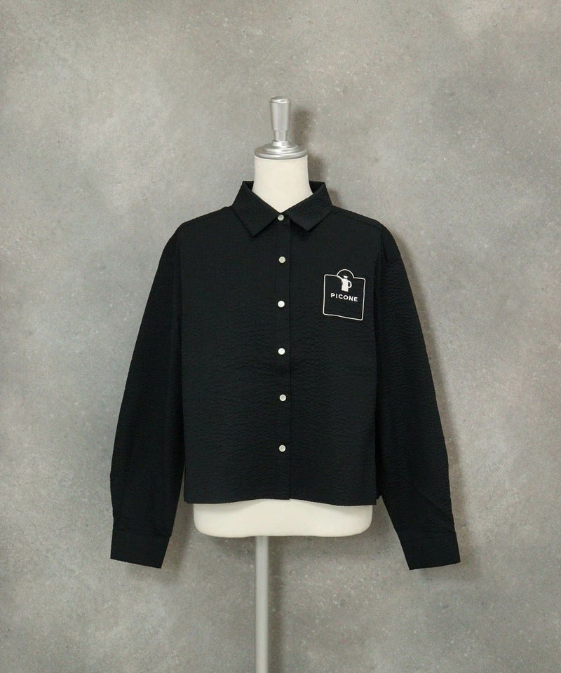 コットン100％シャツブルゾン（ブラック）