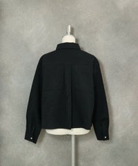 コットン100％シャツブルゾン後（ブラック）