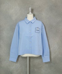 コットン100％シャツブルゾン（ライトブルー）