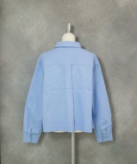 コットン100％シャツブルゾン後（ライトブルー）