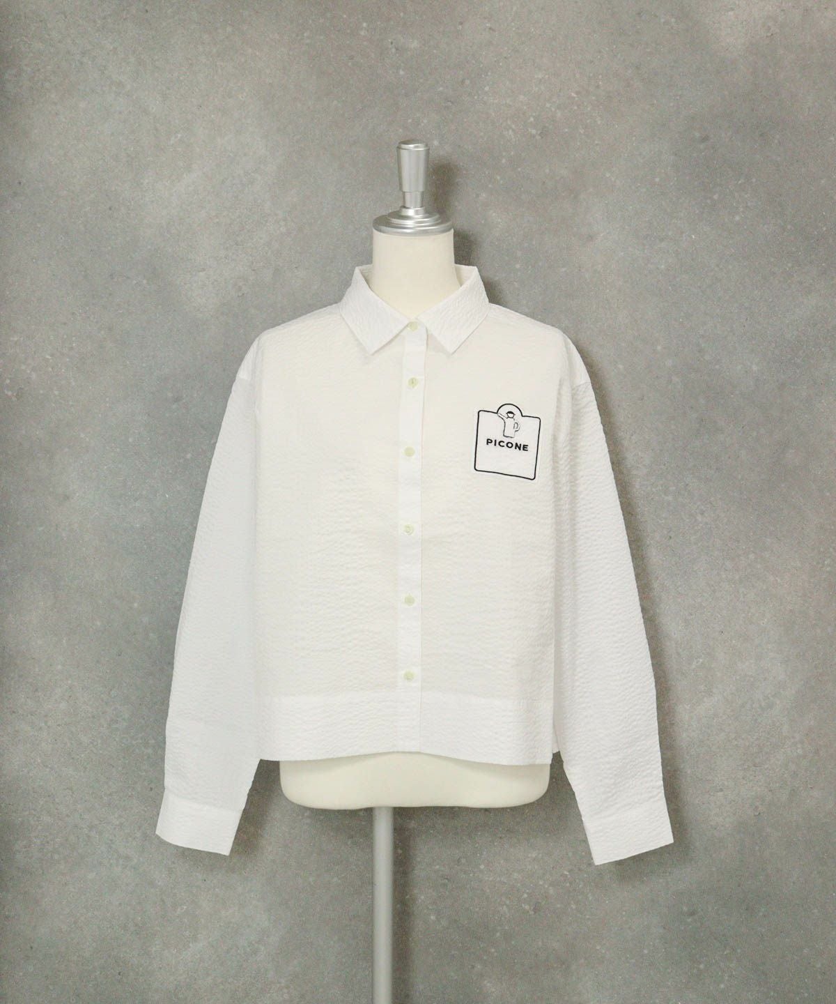 コットン100％シャツブルゾン（ホワイト）