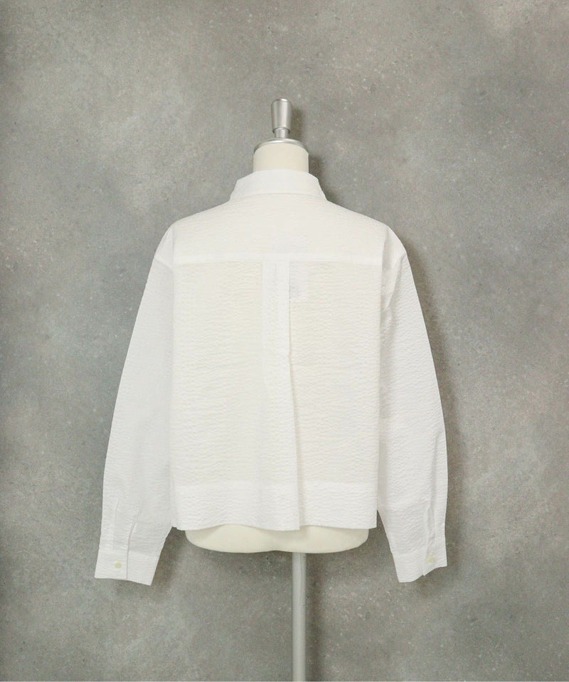 コットン100％シャツブルゾン後（ホワイト）