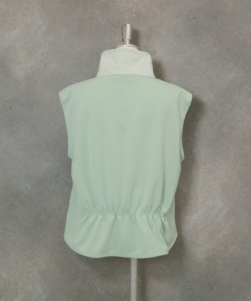 パール風モチーフUV冷感ジップベスト(ライトグリーン)後ろ