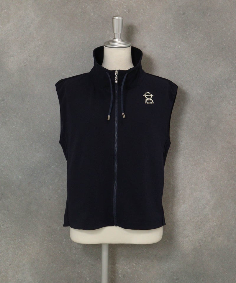 パール風モチーフUV冷感ジップベスト(ネイビー)前