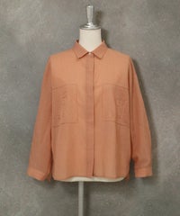 綿麻混カットワーク刺繍シャツ（ライトオレンジ）