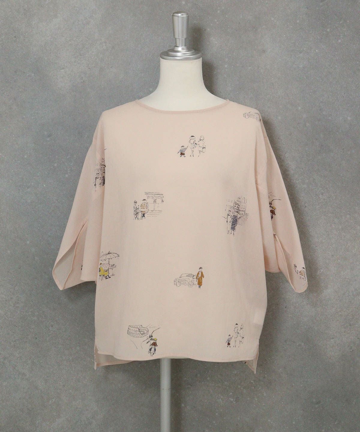 コットン100％ミニイラストプルオーバー（ピンク）