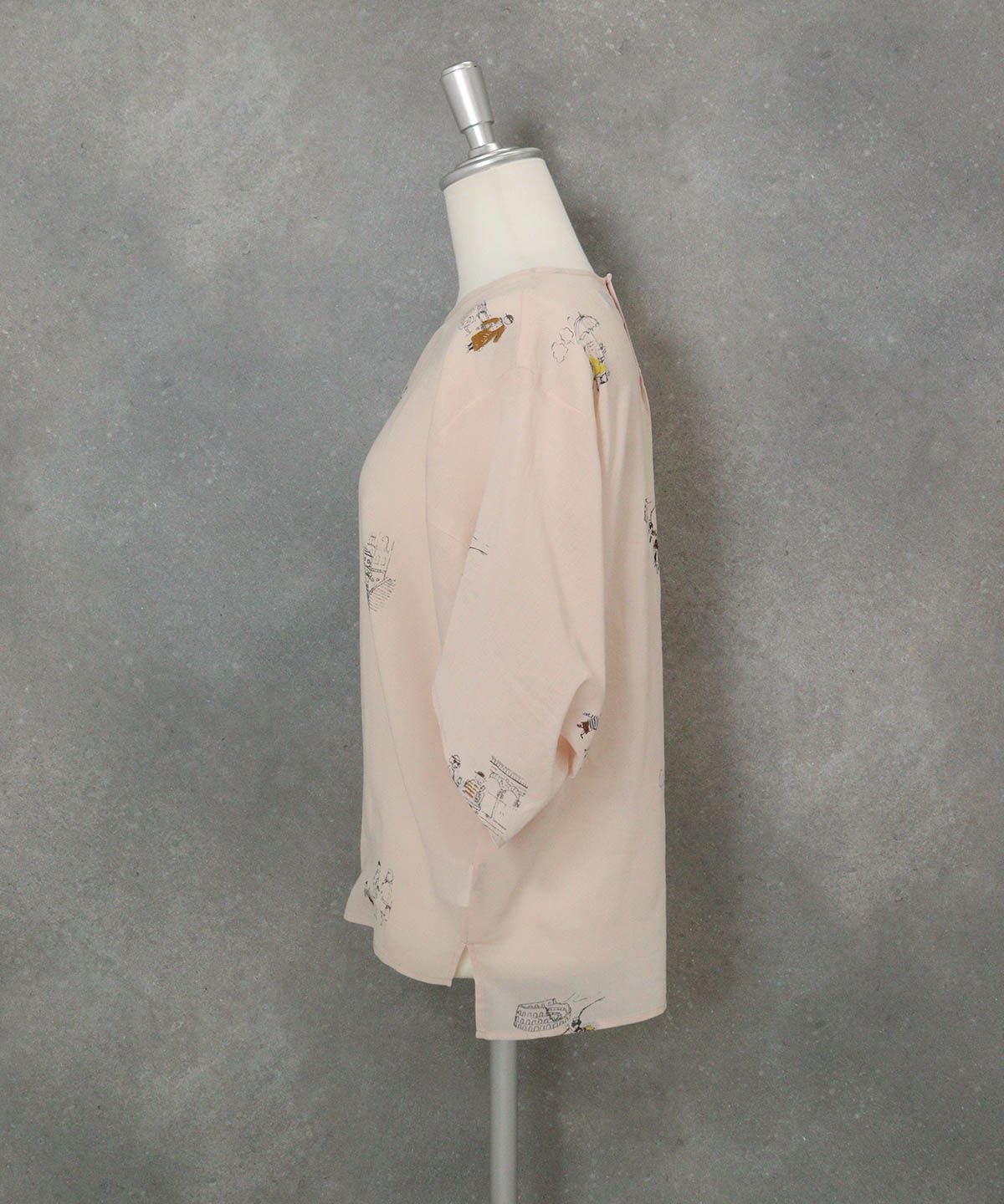 コットン100％ミニイラストプルオーバー横（ピンク）