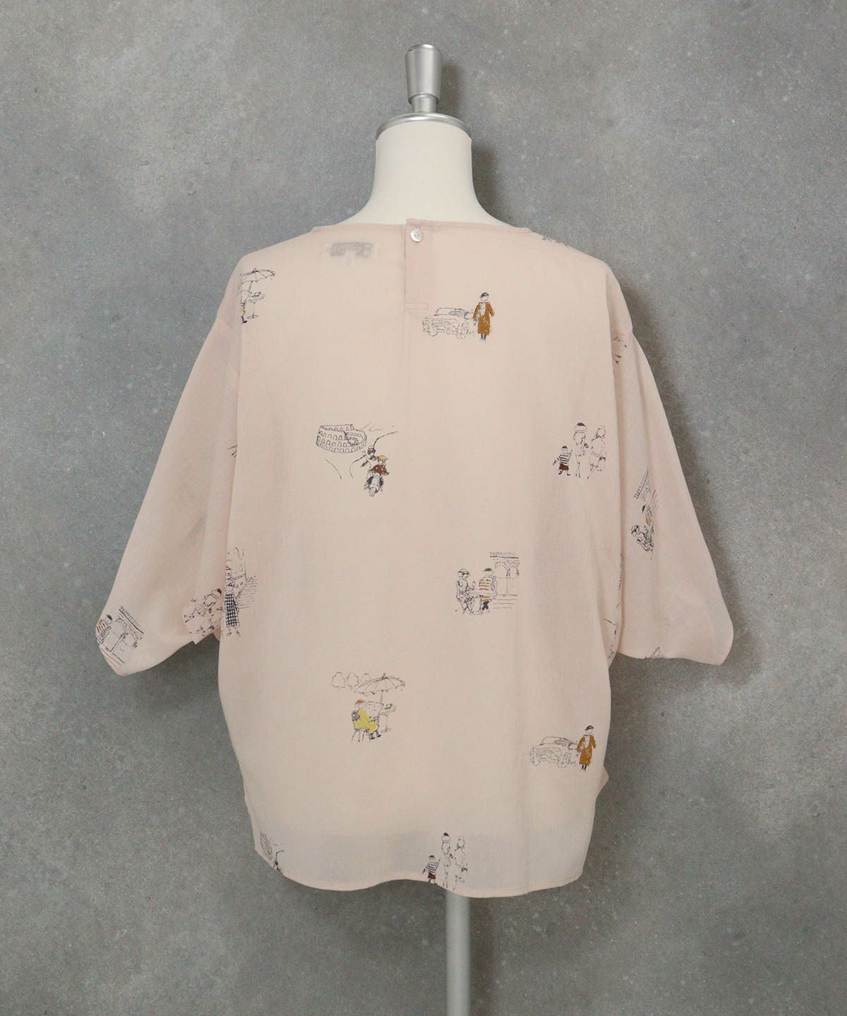 コットン100％ミニイラストプルオーバー後（ピンク）