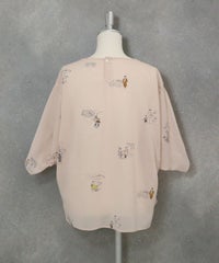 コットン100％ミニイラストプルオーバー後（ピンク）