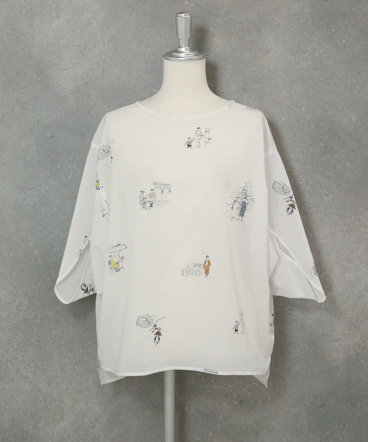 コットン100％ミニイラストプルオーバー（ホワイト）