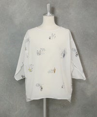 コットン100％ミニイラストプルオーバー（ホワイト）