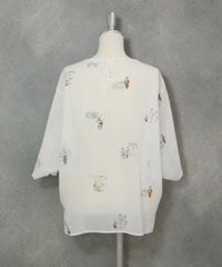 コットン100％ミニイラストプルオーバー後（ホワイト）