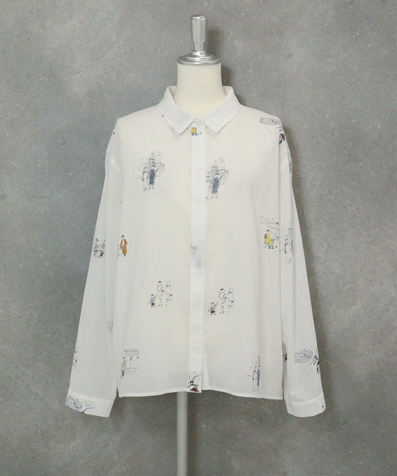 コットン100％ミニイラストシャツ（ホワイト）