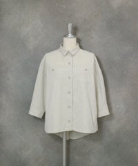綿麻混UV冷感七分袖シャツ(ベージュ）