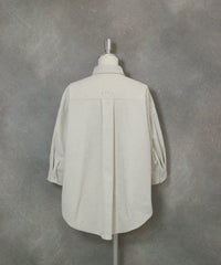 綿麻混UV冷感七分袖シャツ後(ベージュ）
