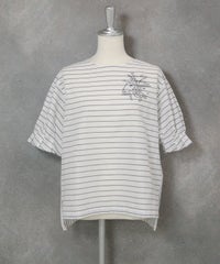 フリル袖綿麻ブラウス(ホワイト)前