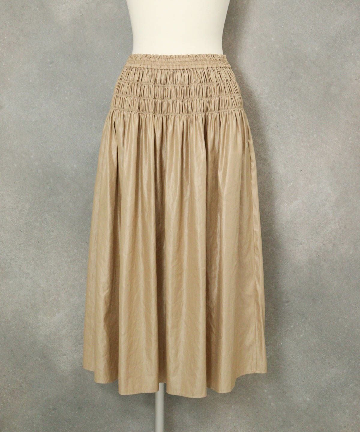 ギャザーフレアスカート（ベージュ）