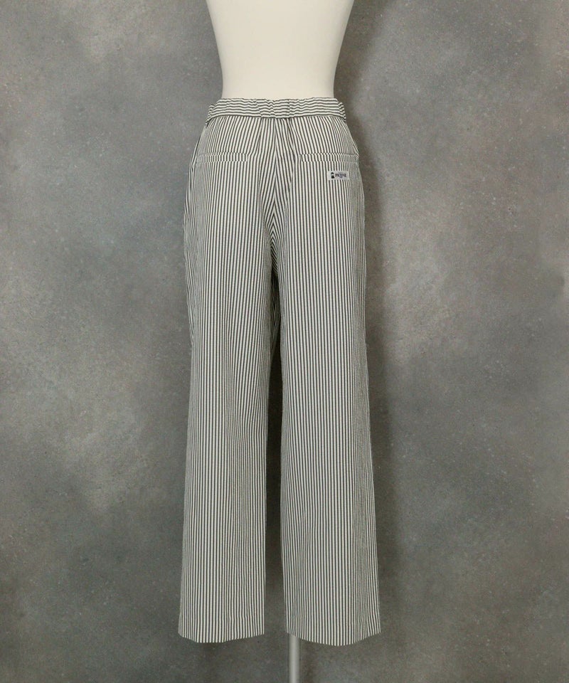 サッカーストライプワイドパンツ後（ブラック）