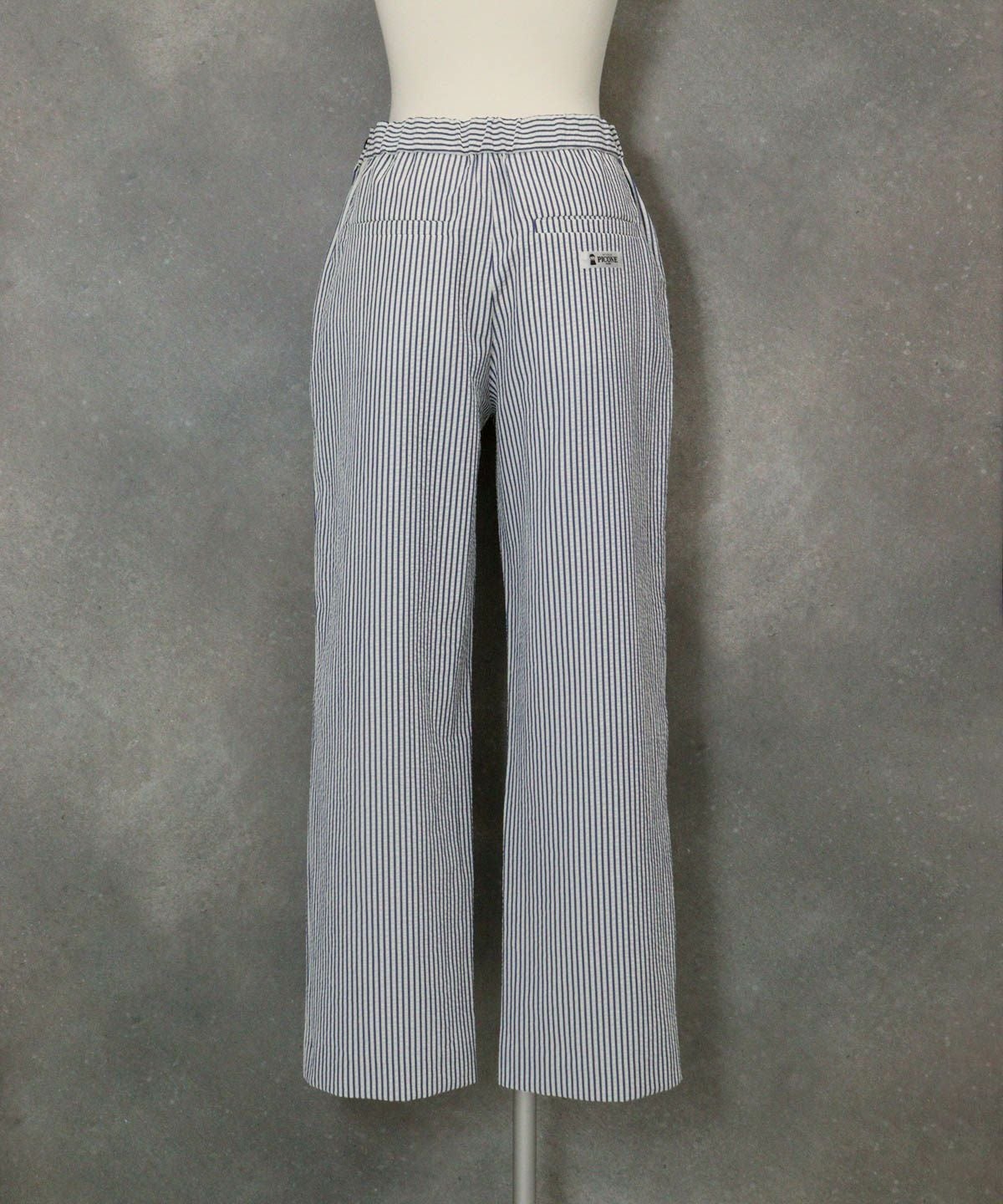 サッカーストライプワイドパンツ後（ネイビー）