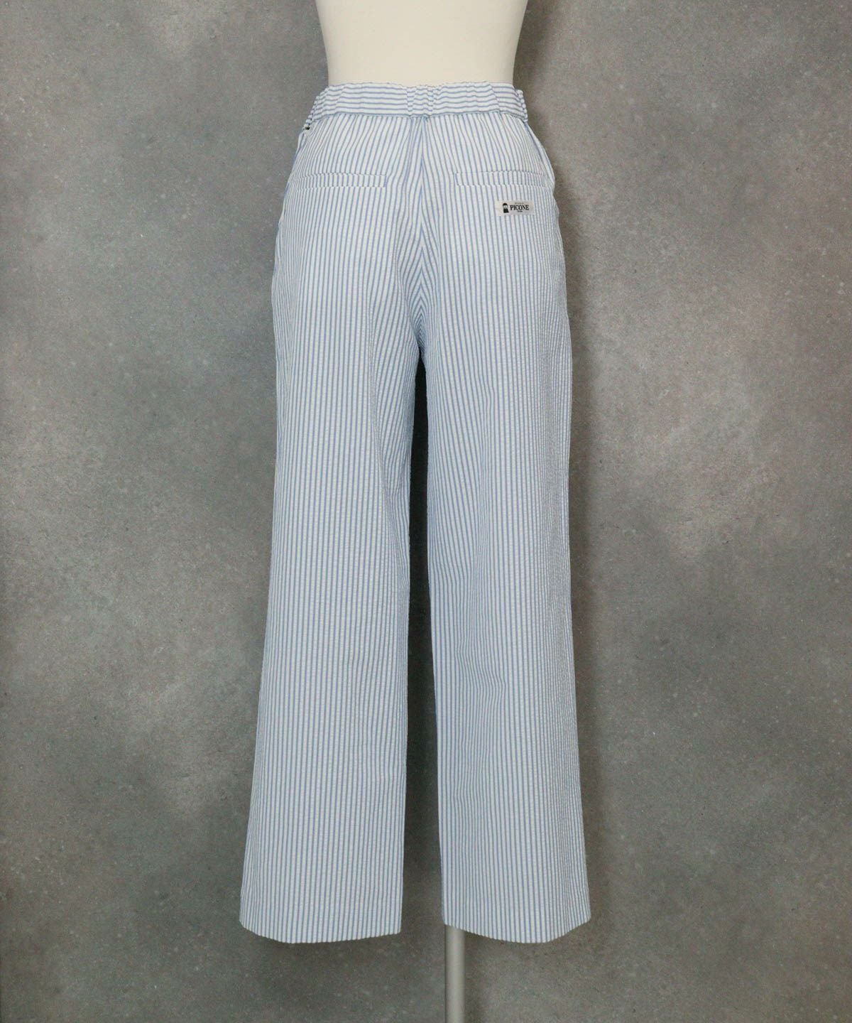 サッカーストライプワイドパンツ後（ブルー）