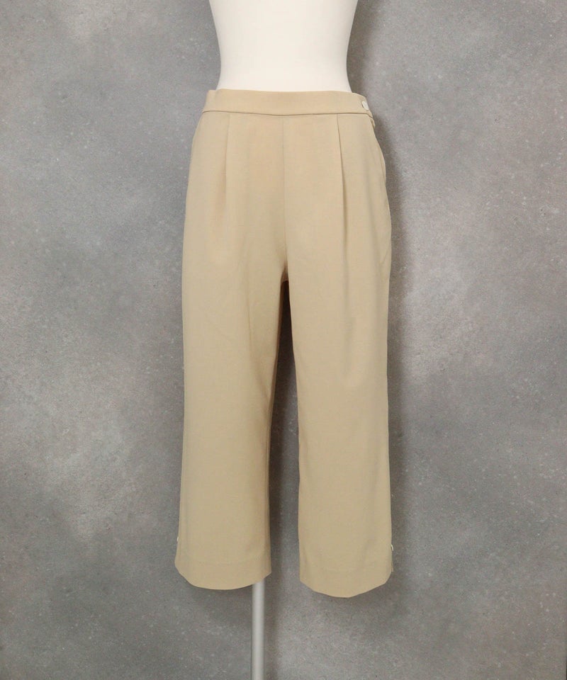 フロントタック八分丈パンツ(ライトブラウン)前
