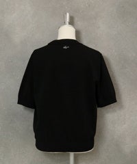 コットン混picolady半袖ニット後（ブラック）