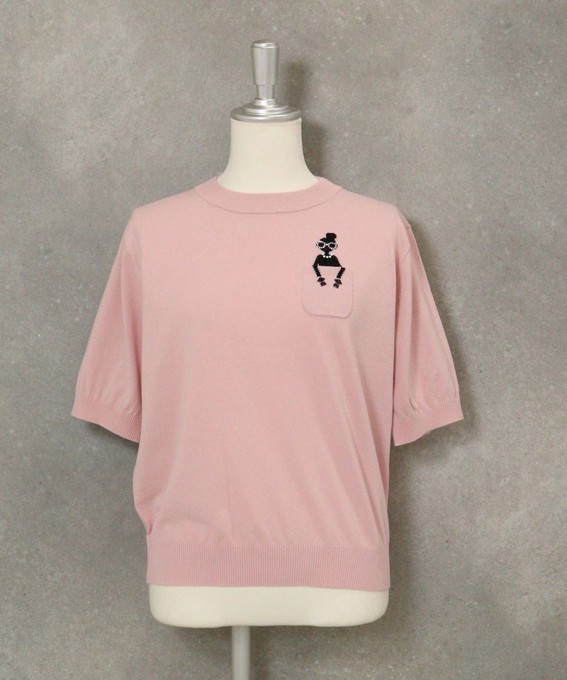 コットン混picolady半袖ニット（ピンク）