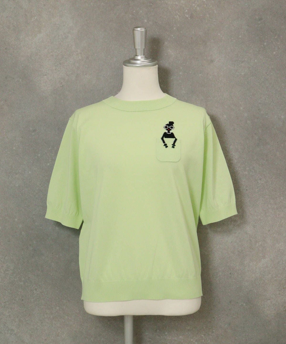 コットン混picolady半袖ニット（ライトグリーン）