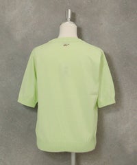 コットン混picolady半袖ニット後（ライトグリーン）