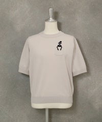 コットン混picolady半袖ニット（ライトグレー）