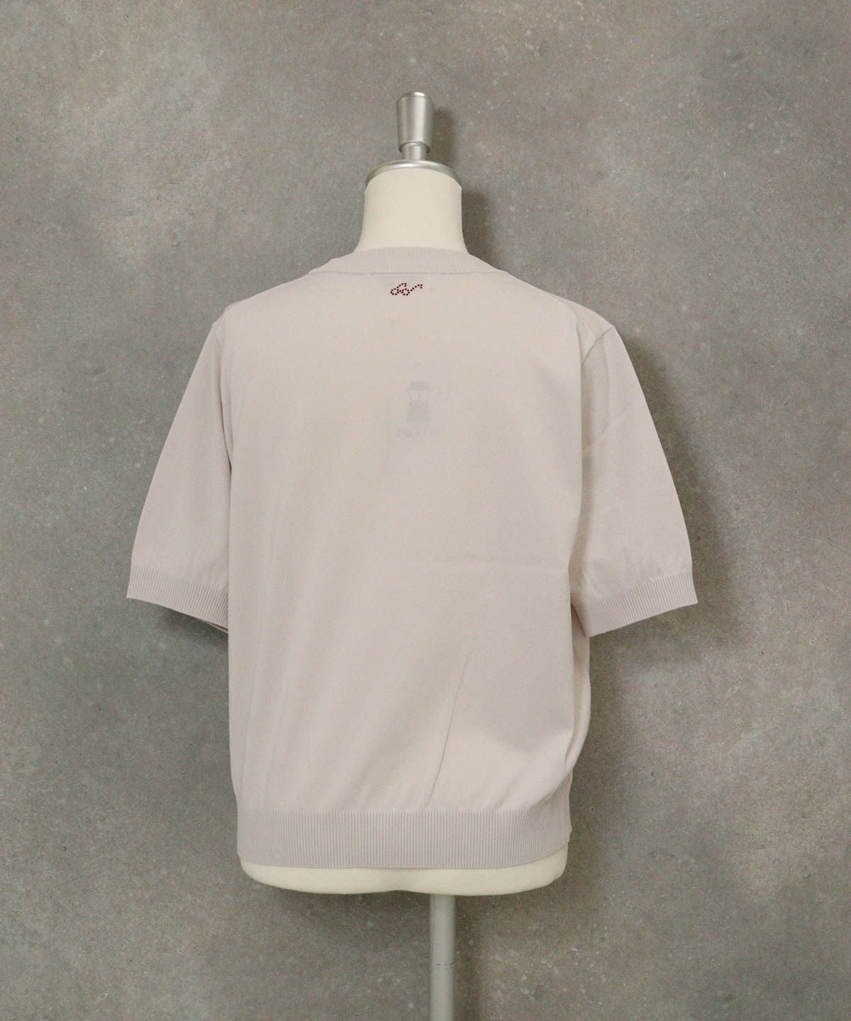 コットン混picolady半袖ニット後（ライトグレー）