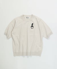 コットン混picolady半袖ニット置き画像（ライトグレー）