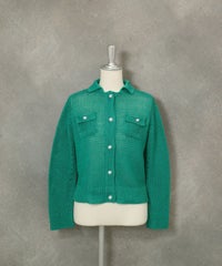 コットン100％ローゲージニットカーディガン（ライトグリーン）