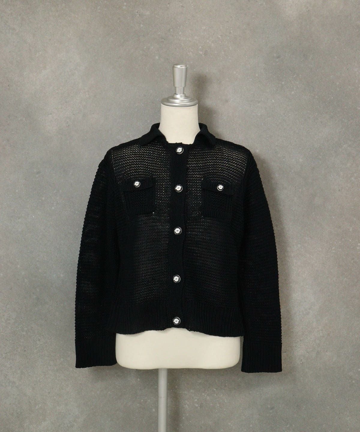 コットン100％ローゲージニットカーディガン（ネイビー）