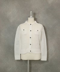 コットン100％ローゲージニットカーディガン（ホワイト）