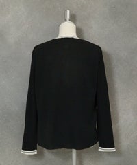 コットン混リブアンサンブルカーディガン後（ブラック）