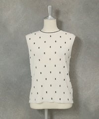 コットン混リブアンサンブルノースリーブ（ブラック）