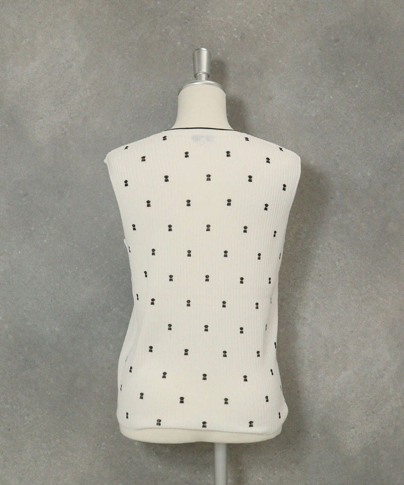 コットン混リブアンサンブルノースリーブ後（ブラック）