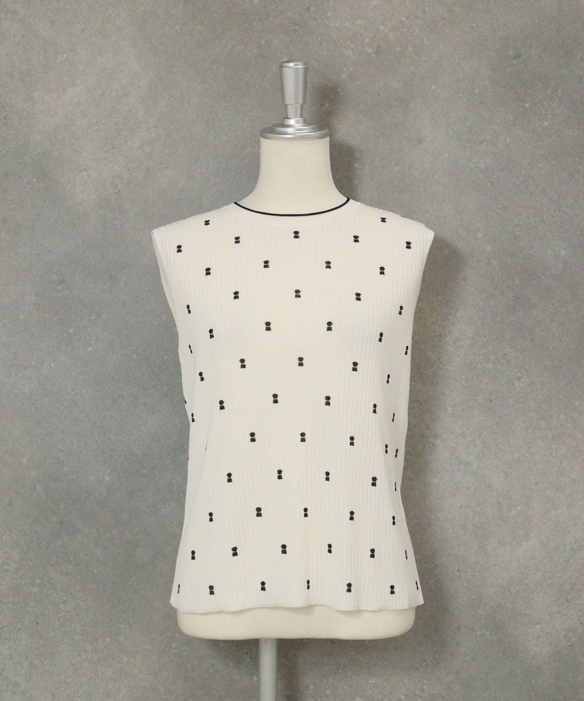 コットン混リブアンサンブルノースリーブ（ホワイト）