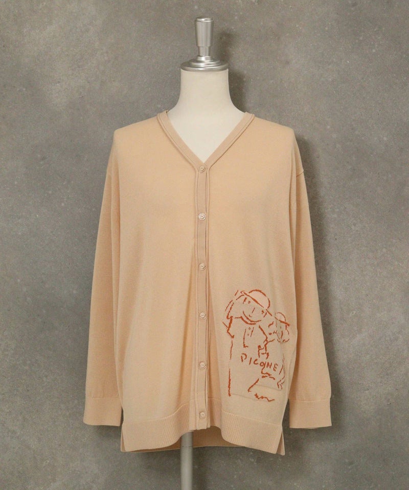 イラストニットカーディガン（ベージュ）