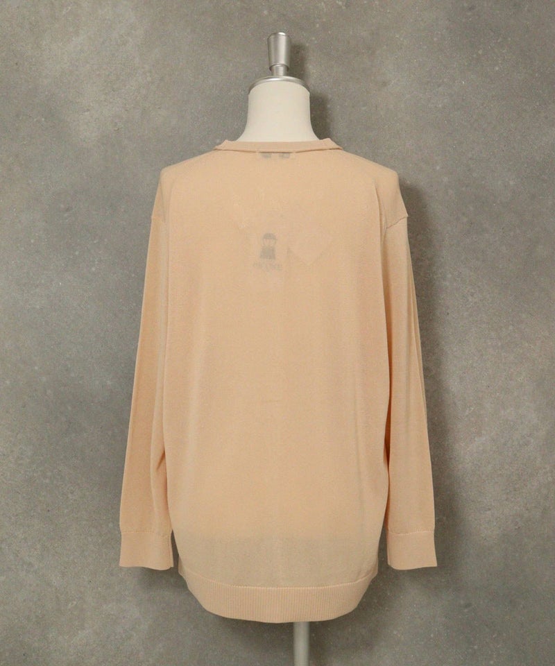 イラストニットカーディガン後（ベージュ）