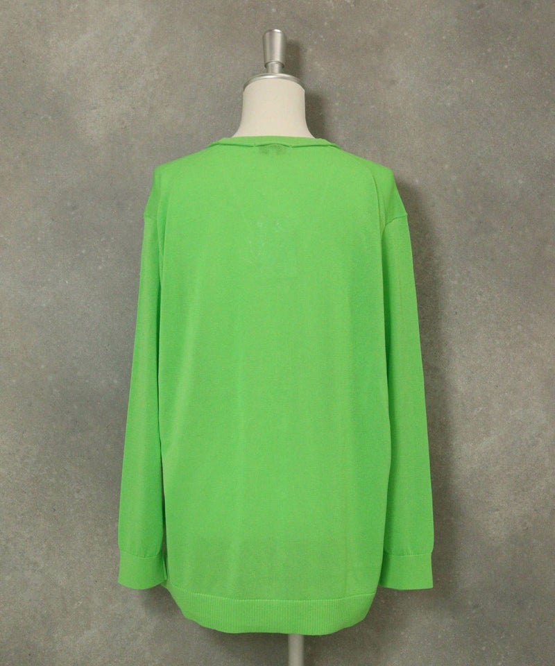 イラストニットカーディガン後（ライトグリーン）