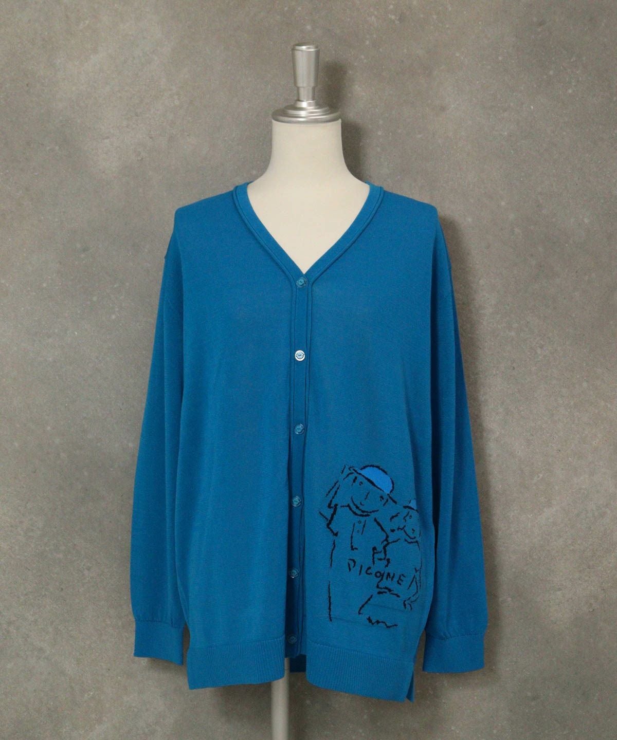イラストニットカーディガン（ブルー）