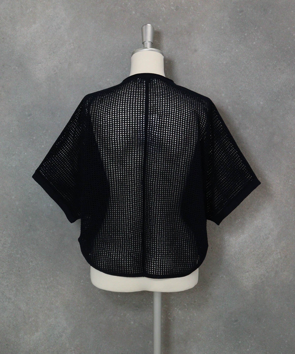 コットン混メッシュ半袖カーディガン(ネイビー)後ろ