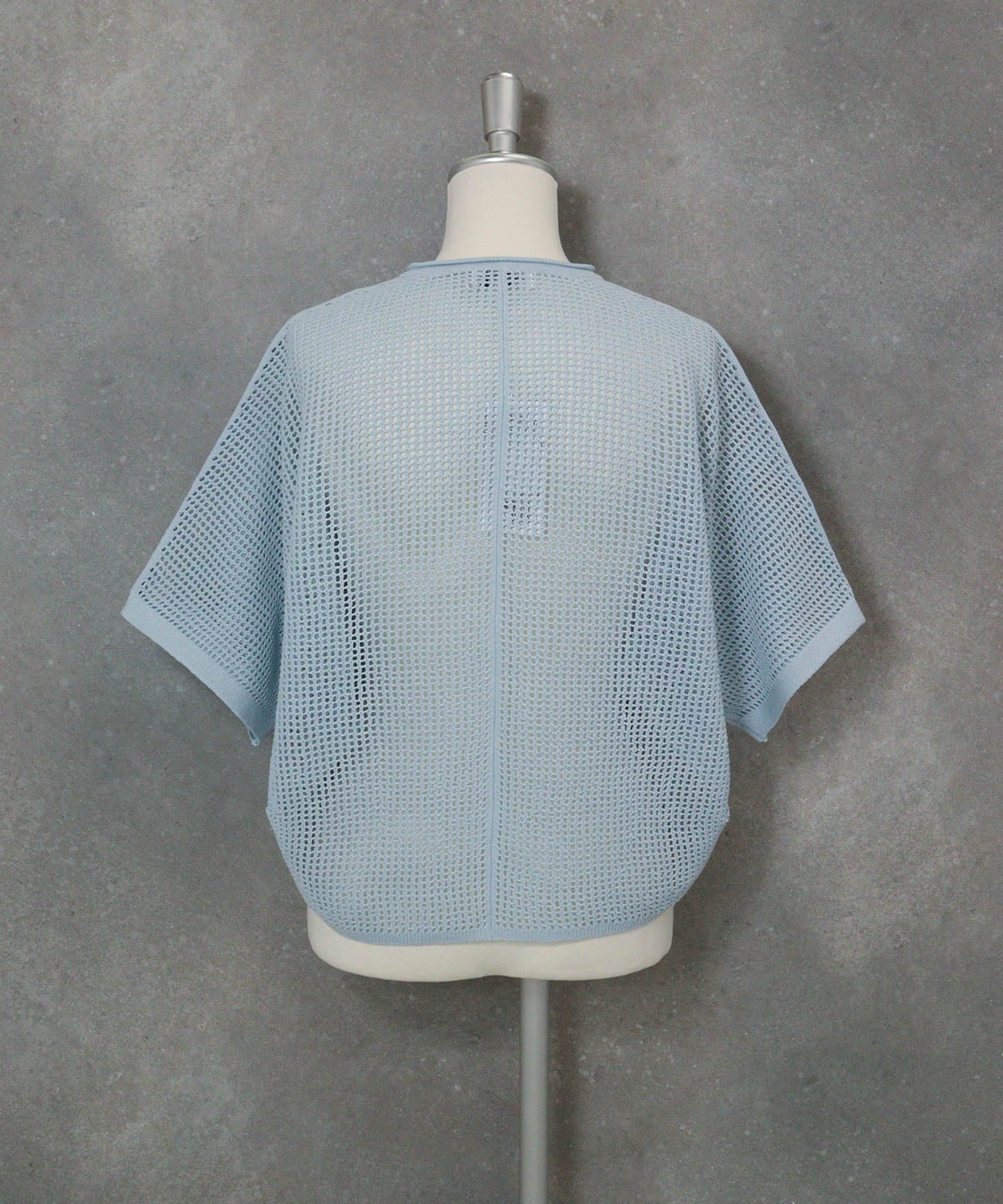 コットン混メッシュ半袖カーディガン(ライトブルー)後ろ