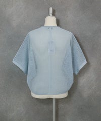 コットン混メッシュ半袖カーディガン(ライトブルー)後ろ