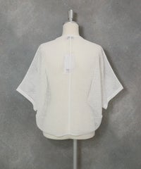 コットン混メッシュ半袖カーディガン(ホワイト)後ろ