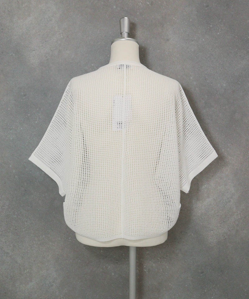 コットン混メッシュ半袖カーディガン(ホワイト)後ろ